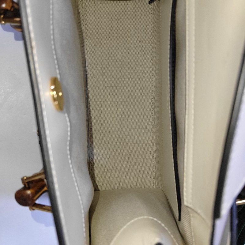 GUCCI Diana小號白色牛皮竹節鉚釘竹節包斜挎包手提包單肩包 金色銀色五金 2條可拆卸肩帶-6