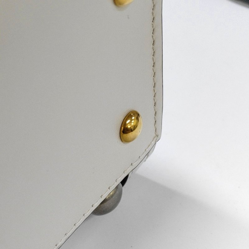 GUCCI Diana小號白色牛皮竹節鉚釘竹節包斜挎包手提包單肩包 金色銀色五金 2條可拆卸肩帶-11