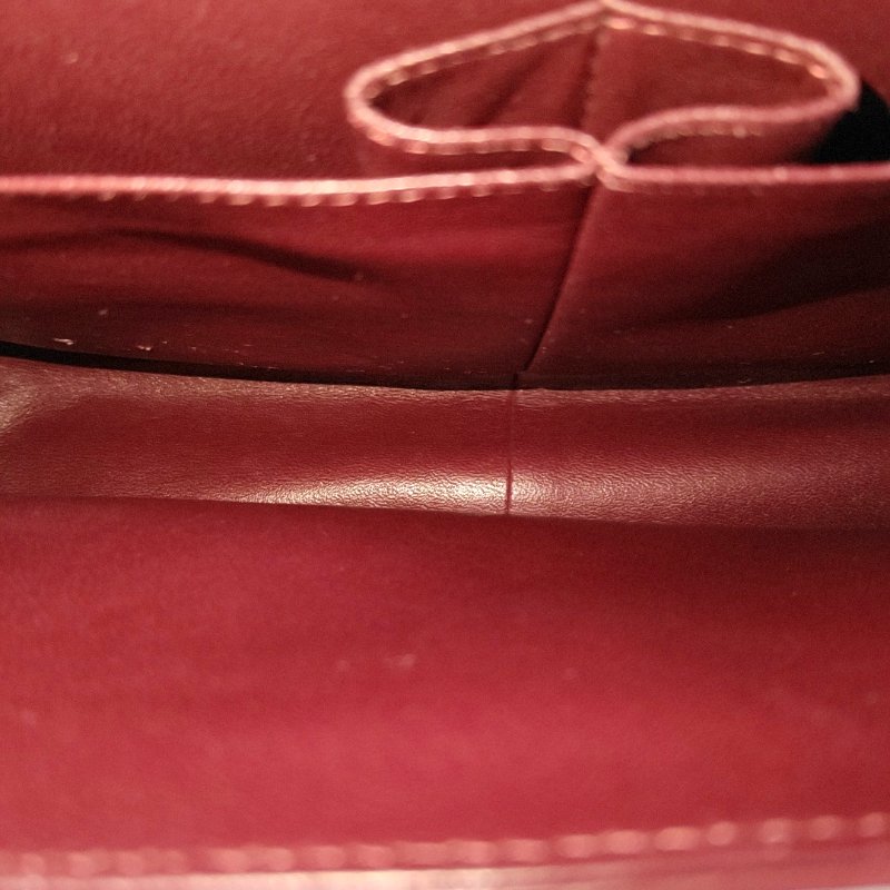 CHANEL CLASSIC FLAP酒紅色牛漆皮菱格紋絎縫單肩包 銀色五金 17開-6