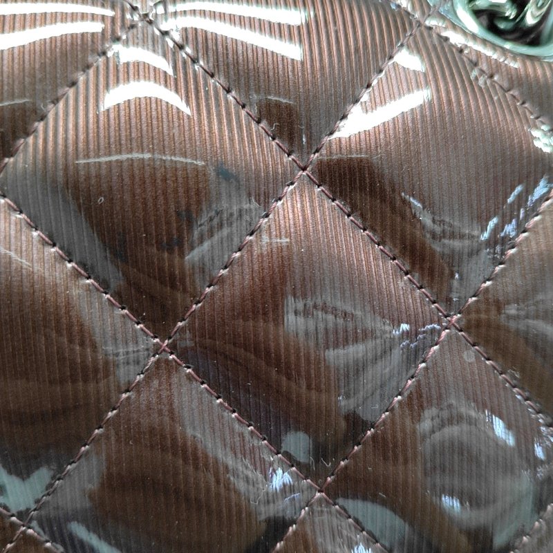 CHANEL CLASSIC FLAP酒紅色牛漆皮菱格紋絎縫單肩包 銀色五金 17開-8