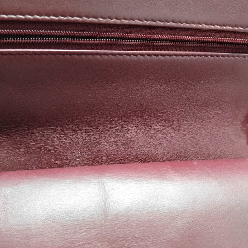 CHANEL CLASSIC FLAP酒紅色牛漆皮菱格紋絎縫單肩包 銀色五金 17開-9