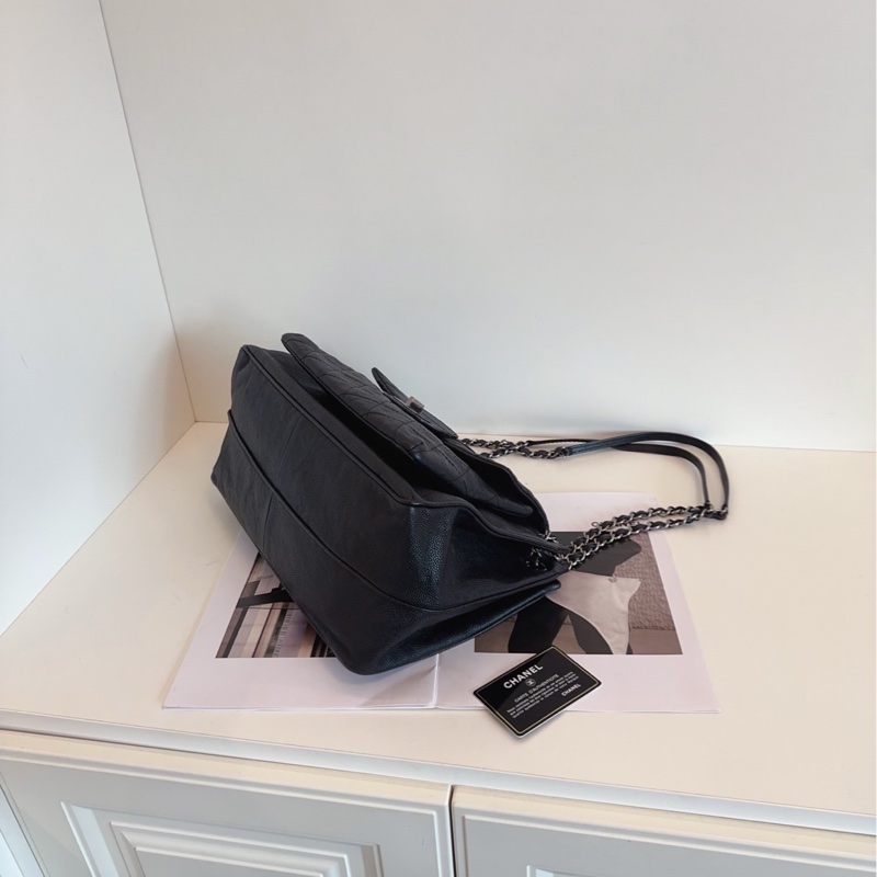 【98新🆕】Chanel  2.55 黑銀 荔枝紋牛皮機場 鏈條單肩包 托特包-5