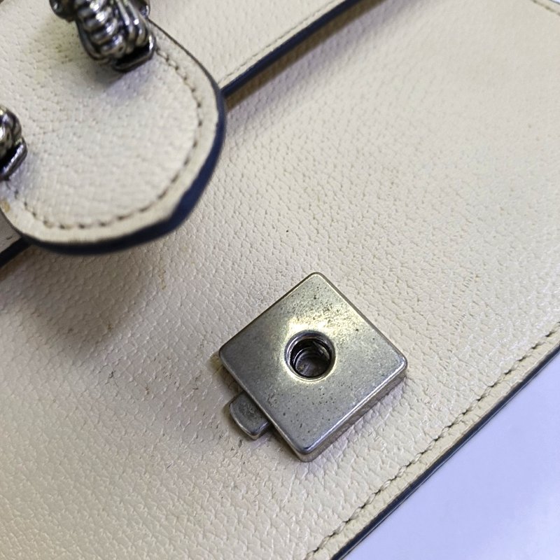 GUCCI Dionysus迷你白色牛皮虎頭鑲嵌酒神包斜挎包單肩包 銀色五金-8