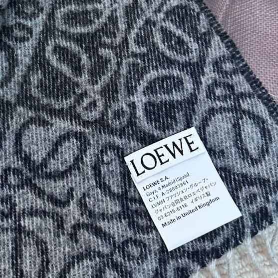 【全❤️】LOEWE Anagram scarf羊絨羊毛刺繡 圍巾頸巾女款 深灰色-4