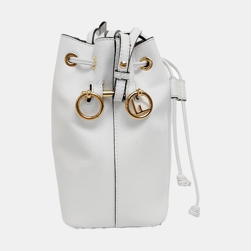 FENDI Mon Tresor迷你白色牛皮斜挎包 金色五金 2條可拆卸肩帶-3