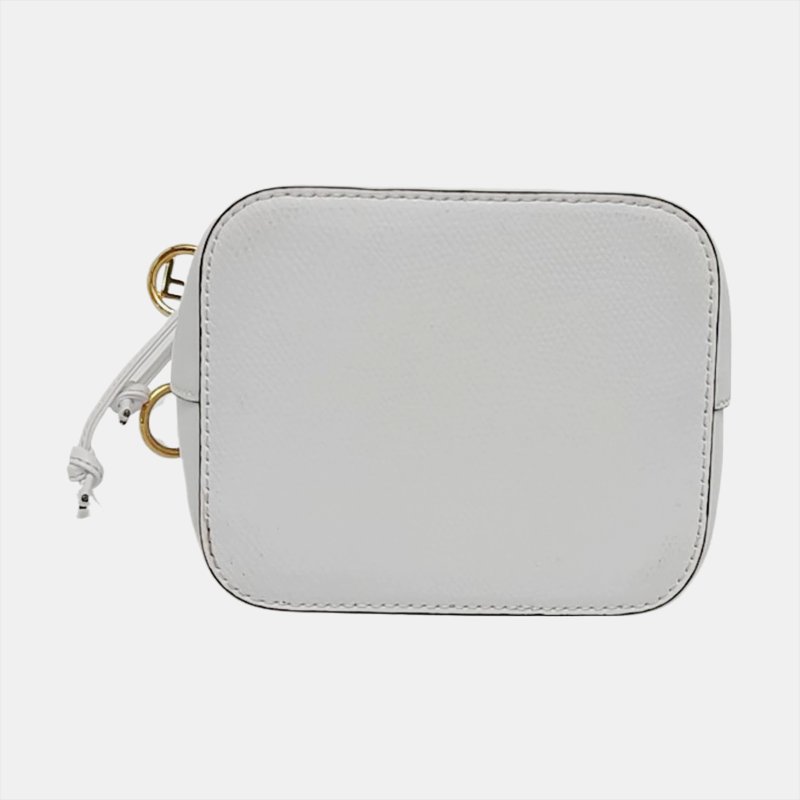 FENDI Mon Tresor迷你白色牛皮斜挎包 金色五金 2條可拆卸肩帶-5