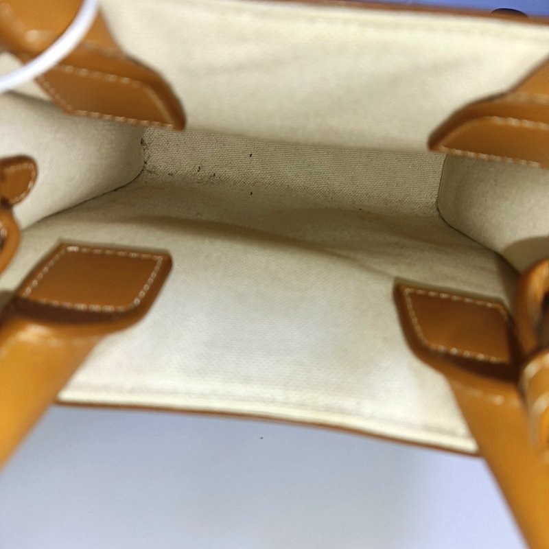 CELINE CABAS CELINE迷你 白色帆布印花单肩包斜挎包手提包金色五金可拆卸肩带-6