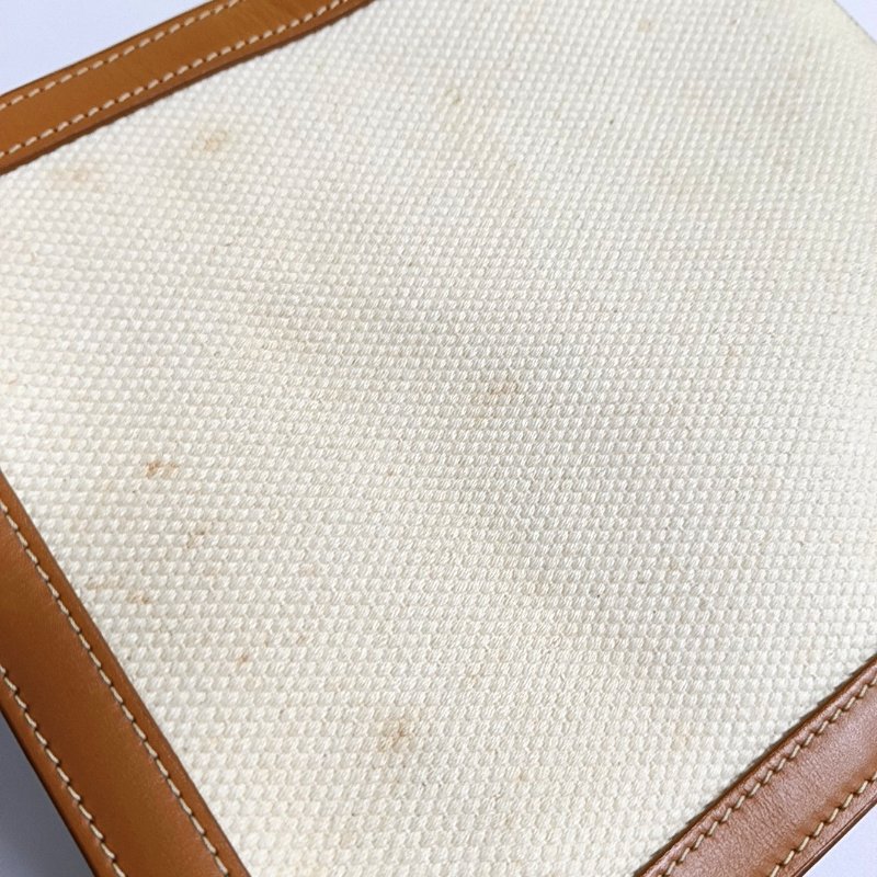 CELINE CABAS CELINE迷你 白色帆布印花单肩包斜挎包手提包金色五金可拆卸肩带-10