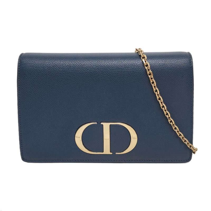 DIOR 30 Montaigne藍色牛皮斜挎包腰包/胸包 金色五金 可拆卸肩帶-0