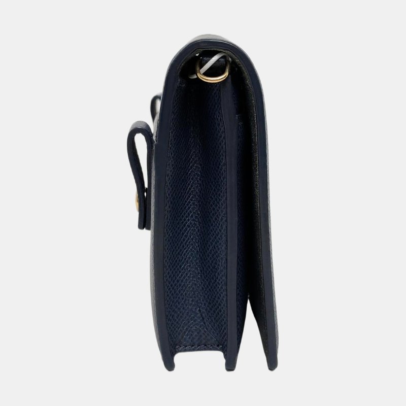 DIOR 30 Montaigne藍色牛皮斜挎包腰包/胸包 金色五金 可拆卸肩帶-3