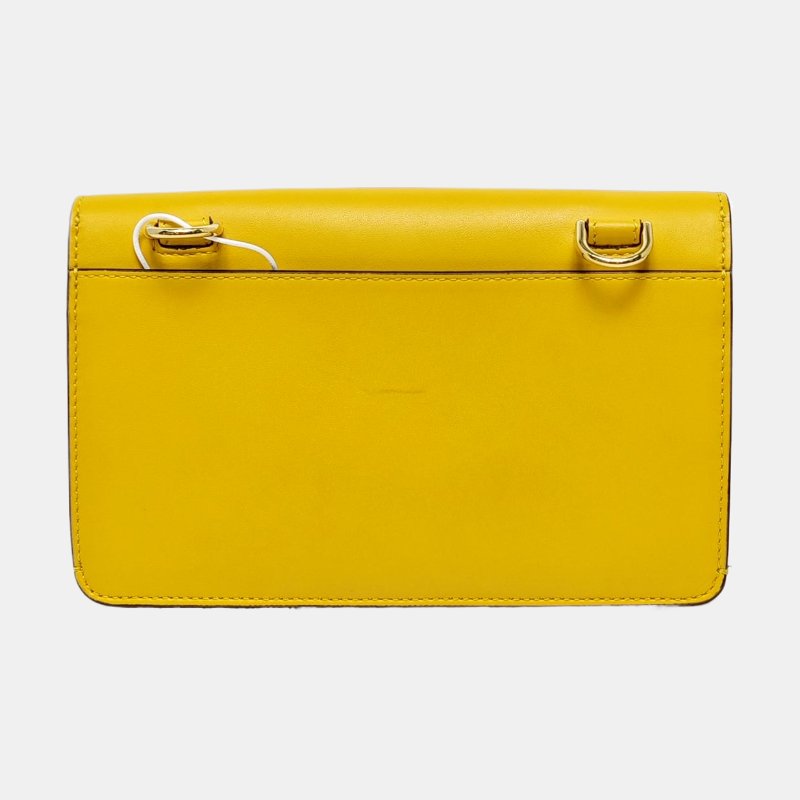 FENDI Baguette黃色牛皮單肩包斜挎包金色五金 可拆卸肩帶-4