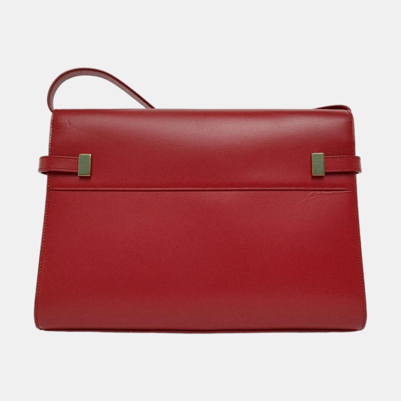 YSL MANHATTAN紅色牛皮曼哈頓包單肩包斜挎包金色五金可拆卸肩帶-4