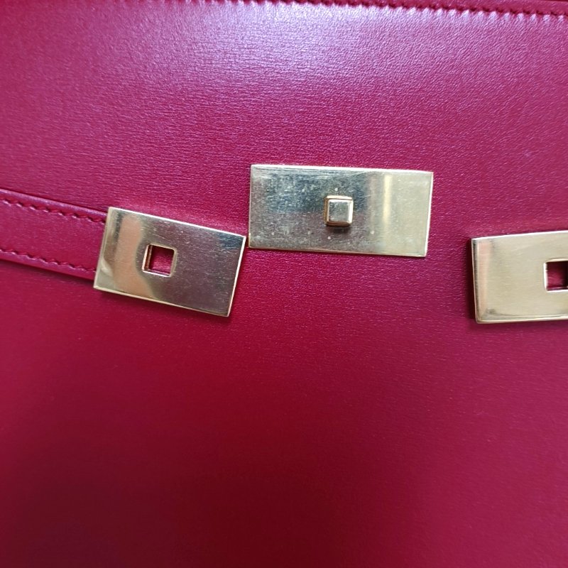 YSL MANHATTAN紅色牛皮曼哈頓包單肩包斜挎包金色五金可拆卸肩帶-8