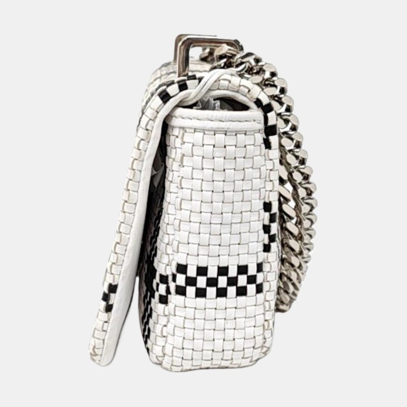 BURBERRY Lola 白色牛皮編織單肩包斜挎包銀色五金-2