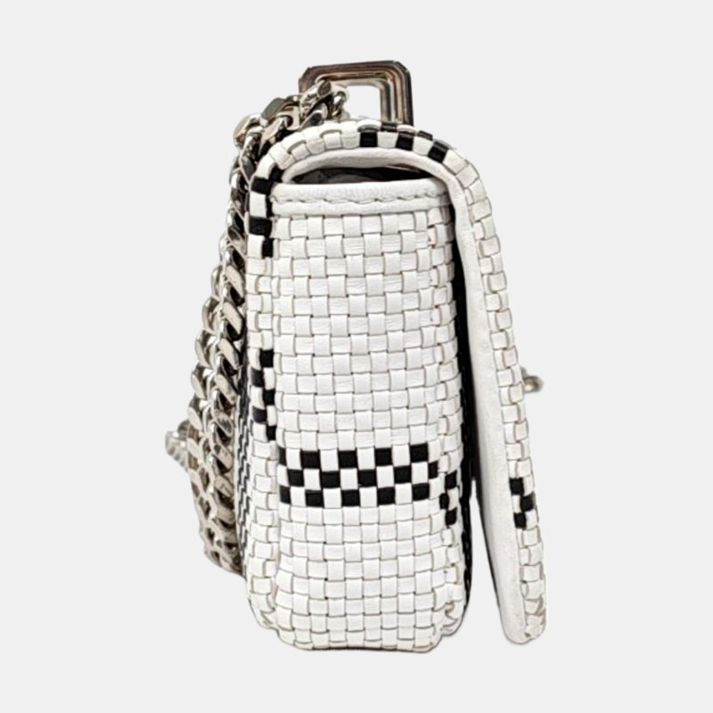 BURBERRY Lola 白色牛皮編織單肩包斜挎包銀色五金-3