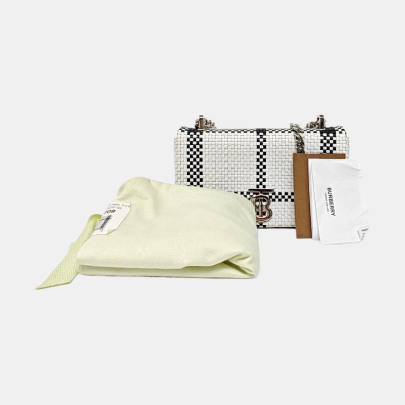 BURBERRY Lola 白色牛皮編織單肩包斜挎包銀色五金-7