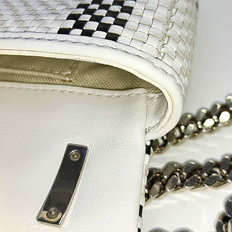 BURBERRY Lola 白色牛皮編織單肩包斜挎包銀色五金-12