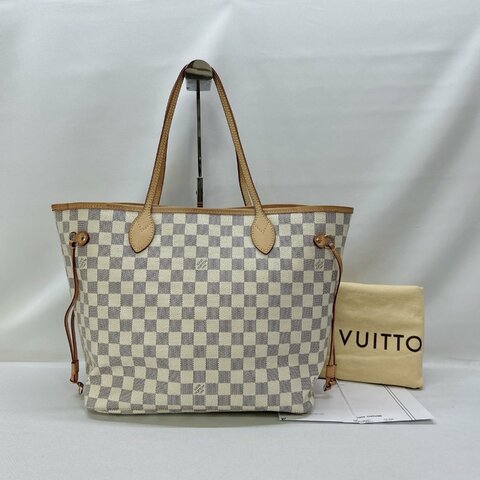 LV Neverfull MM白棋盤托特包