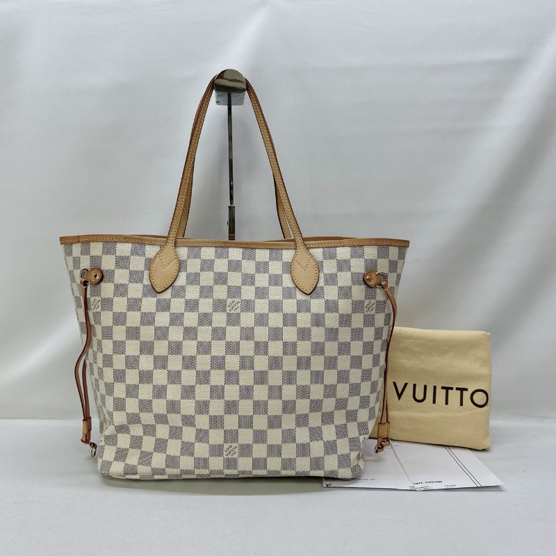 LV Neverfull MM白棋盤托特包-0