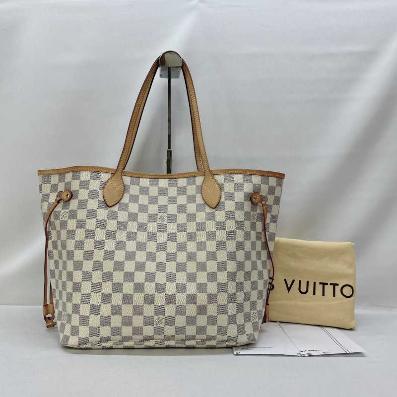 LV Neverfull MM白棋盤托特包-1