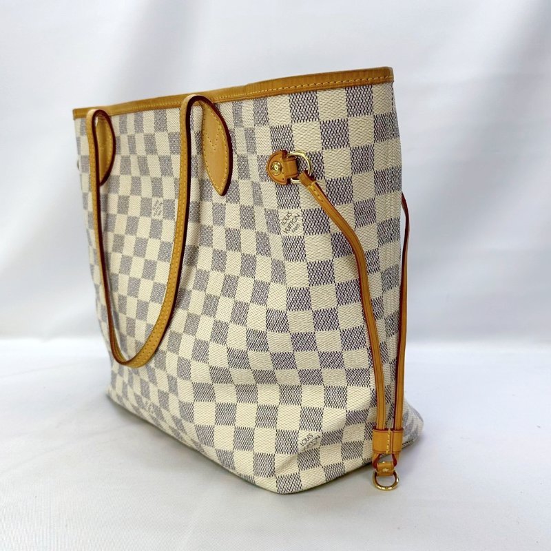 LV Neverfull MM白棋盤托特包-2