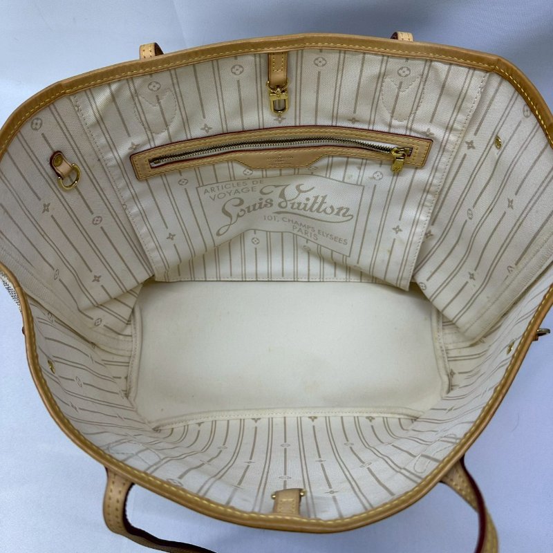 LV Neverfull MM白棋盤托特包-4