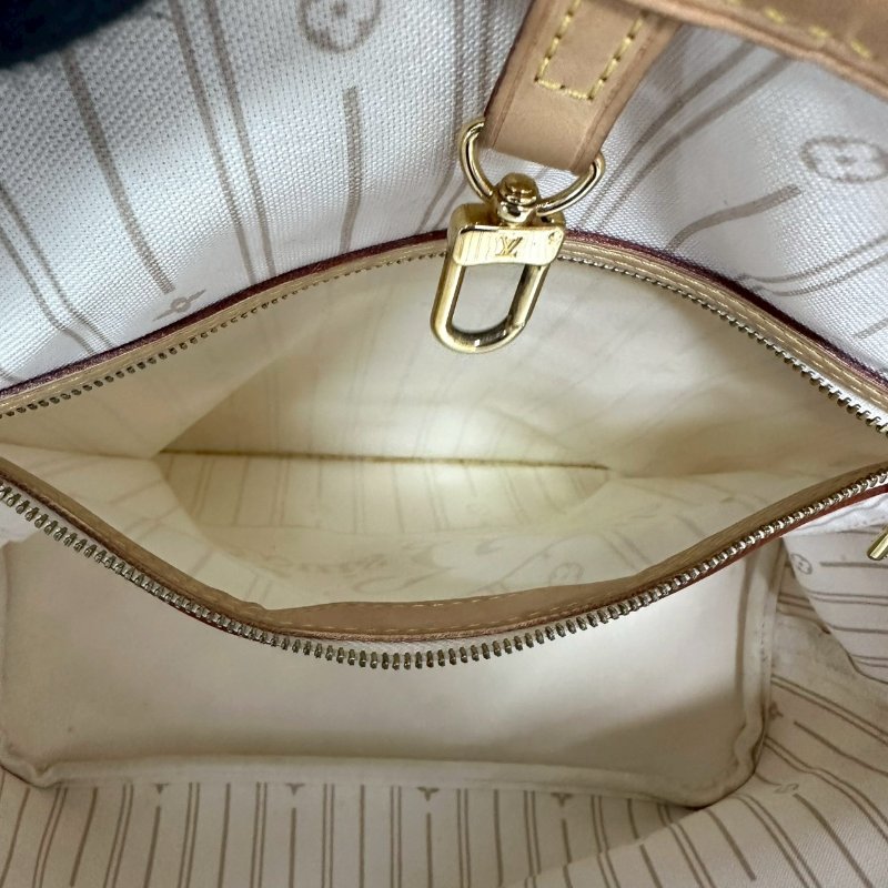 LV Neverfull MM白棋盤托特包-5