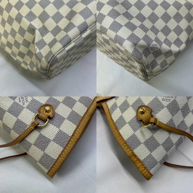 LV Neverfull MM白棋盤托特包-8