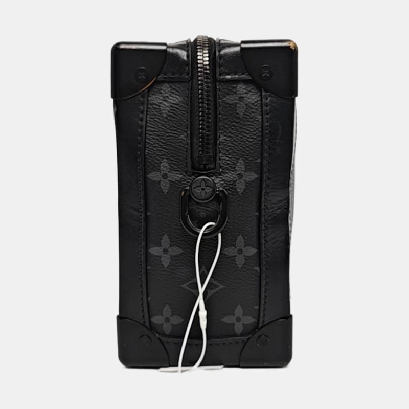 LOUIS VUITTON SOFT TRUNK 黑色塗層帆布老花黑武士單肩包手提包黑色五金可拆卸肩帶-2