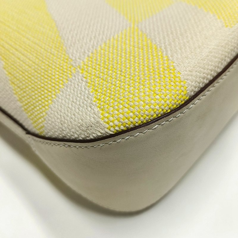 HERMES Cabas H En Biais奶油白帆布提花單肩包手提包斜挎包B刻-10