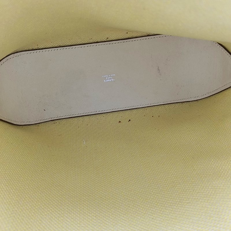 HERMES Cabas H En Biais奶油白帆布提花單肩包手提包斜挎包B刻-12