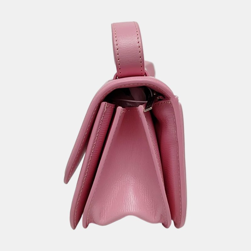 BALENCIAGA粉色牛皮斜挎包單肩包銀色五金-2