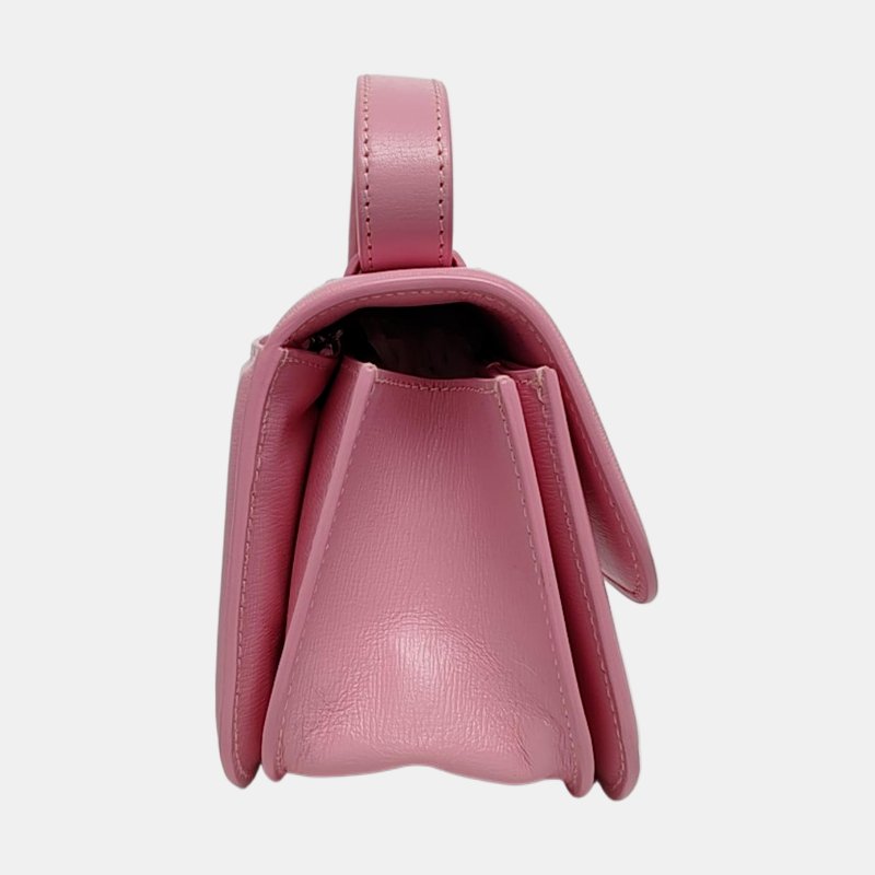 BALENCIAGA粉色牛皮斜挎包單肩包銀色五金-3