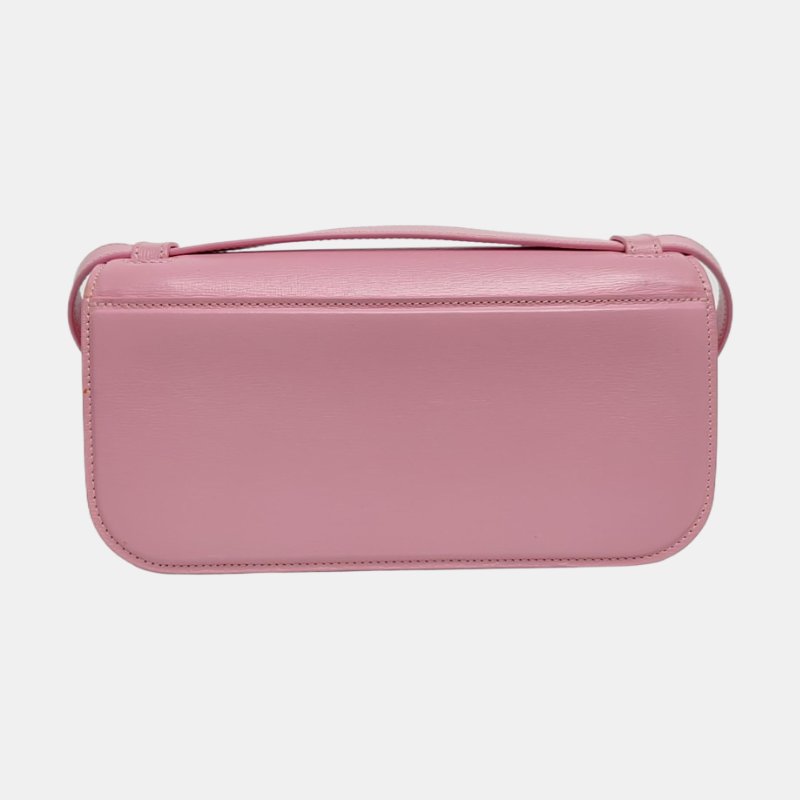 BALENCIAGA粉色牛皮斜挎包單肩包銀色五金-4