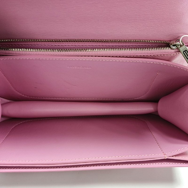 BALENCIAGA粉色牛皮斜挎包單肩包銀色五金-6