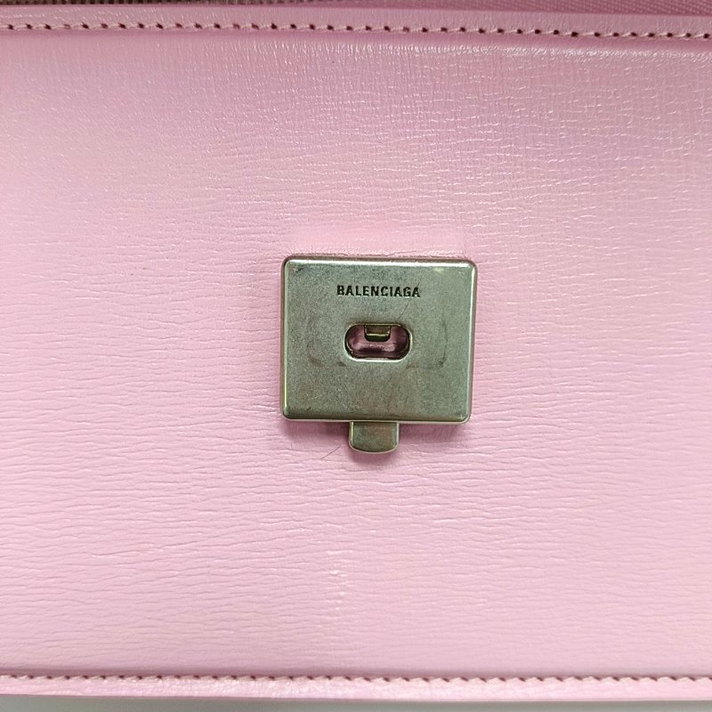 BALENCIAGA粉色牛皮斜挎包單肩包銀色五金-10