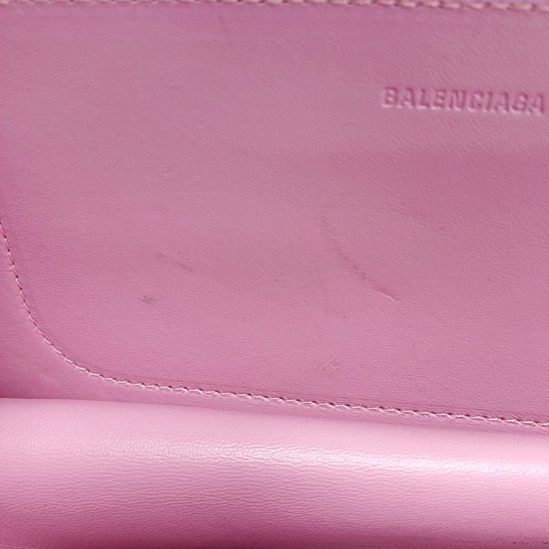 BALENCIAGA粉色牛皮斜挎包單肩包銀色五金-12