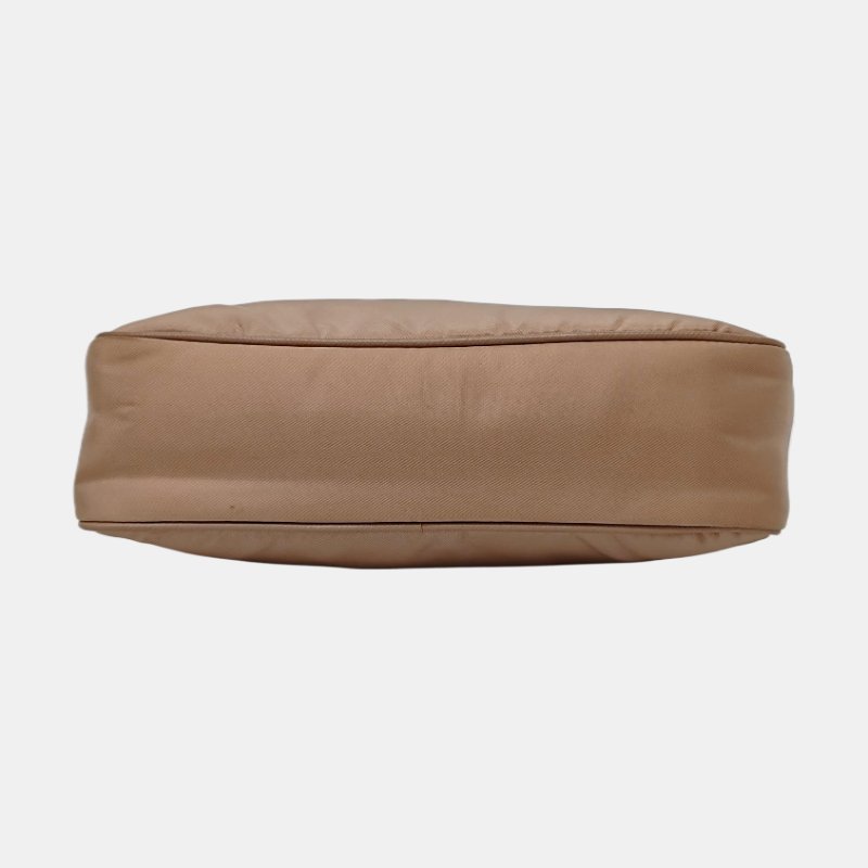 PRADA Re-Edition2005卡其色尼龍徽標單肩包斜挎包 銀色五金 子袋 2條可拆卸肩帶-5