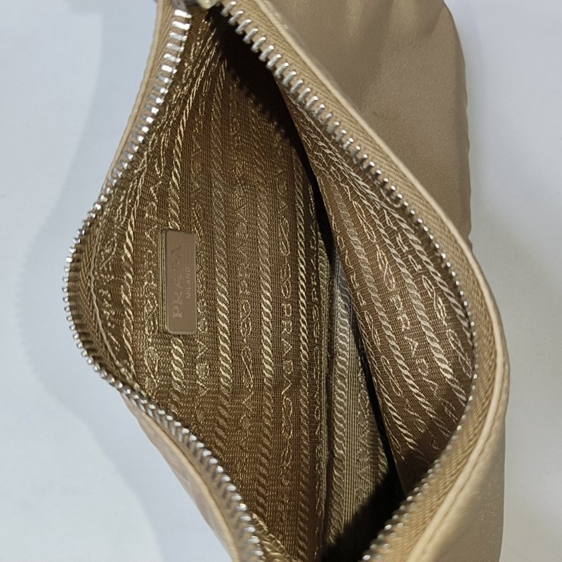 PRADA Re-Edition2005卡其色尼龍徽標單肩包斜挎包 銀色五金 子袋 2條可拆卸肩帶-6