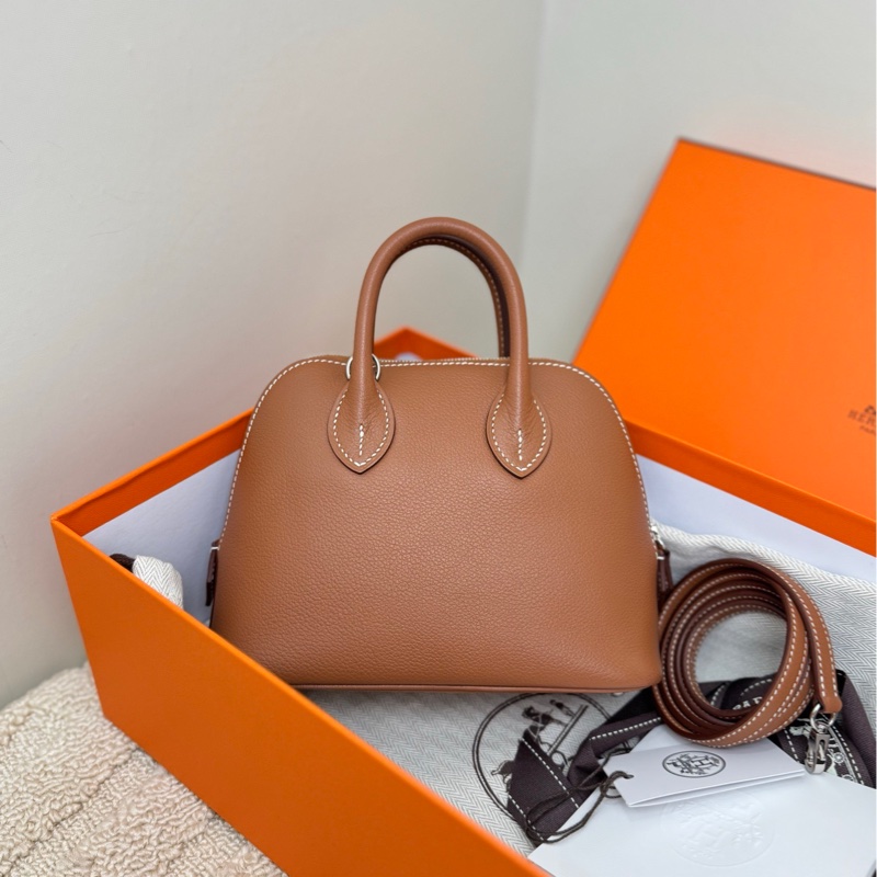 【全❤️全套帶票】Hermes mini bolide保齡球金棕銀扣內拼法國藍 手提斜挎包-1