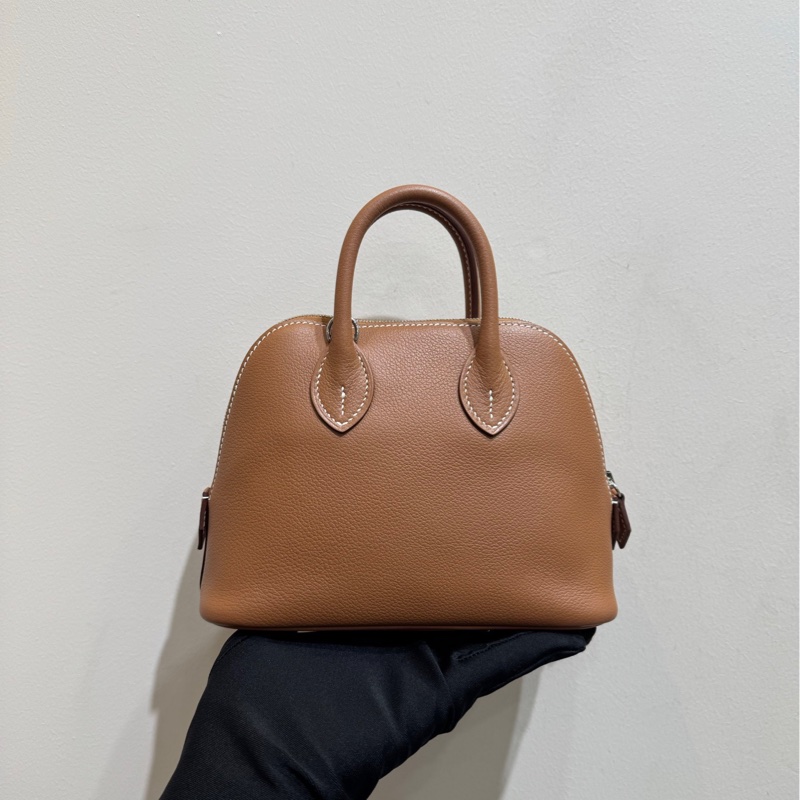 【全❤️全套帶票】Hermes mini bolide保齡球金棕銀扣內拼法國藍 手提斜挎包-2