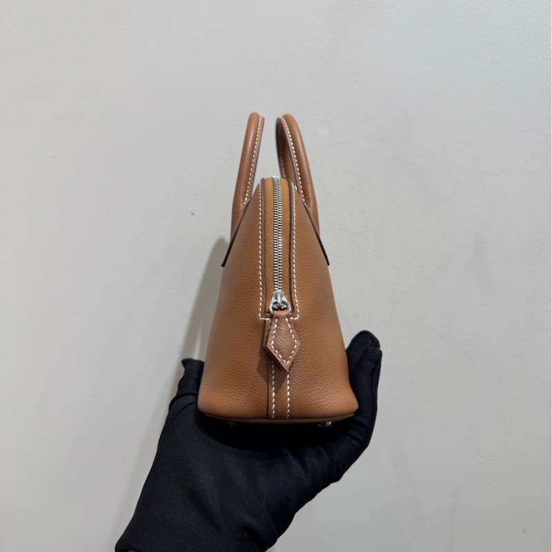 【全❤️全套帶票】Hermes mini bolide保齡球金棕銀扣內拼法國藍 手提斜挎包-3