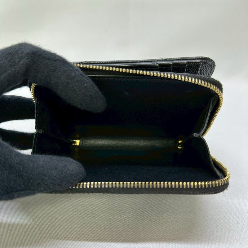 YSL 黑金魚子醬牛皮短夾-3