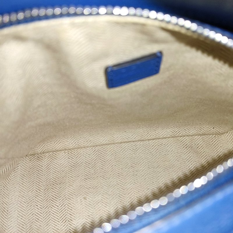 LOEWE Puzzle迷你藍色牛皮幾何包單肩包手提包斜挎包銀色五金可拆卸肩帶-11