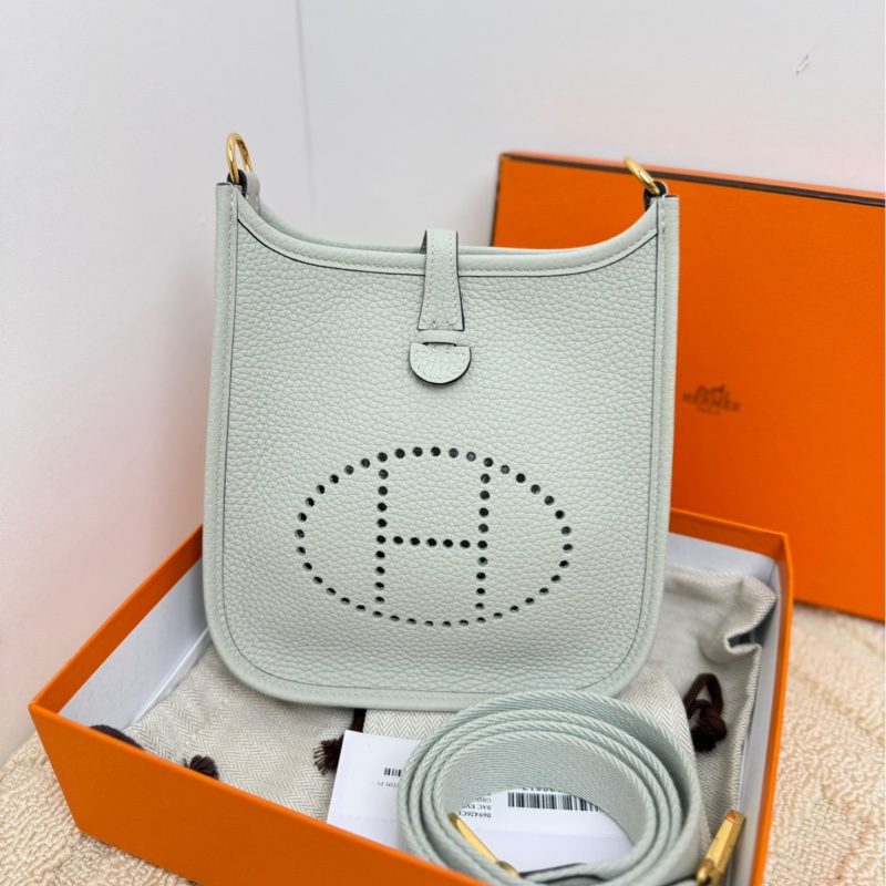 【 全❤️全套】Hermes evelyn mini 冰晶灰金扣斜挎包-1