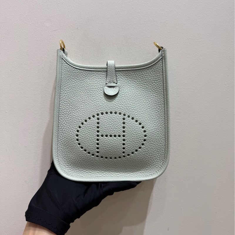 【 全❤️全套】Hermes evelyn mini 冰晶灰金扣斜挎包-2