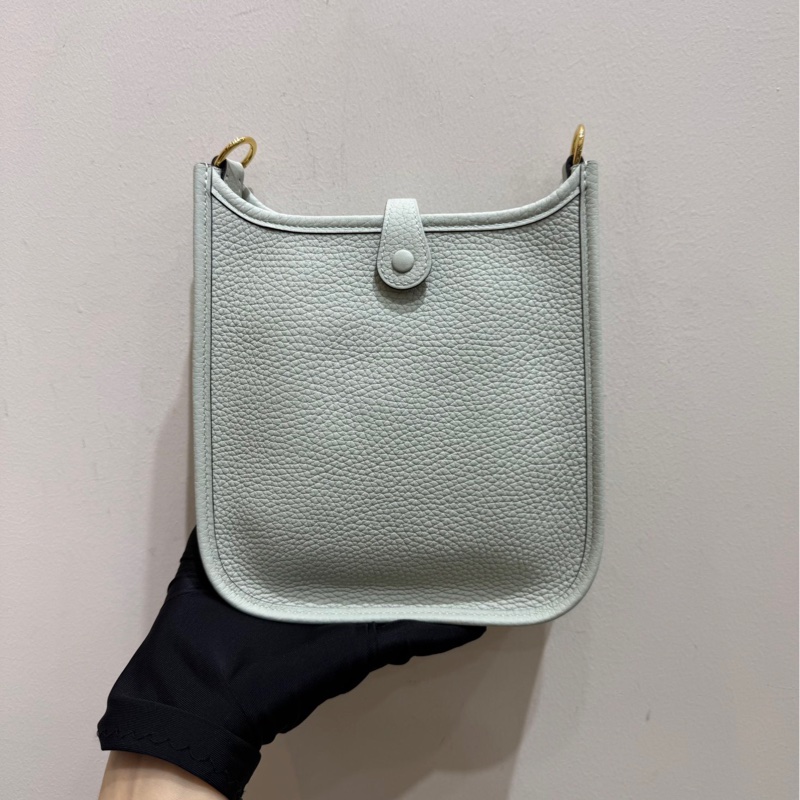 【 全❤️全套】Hermes evelyn mini 冰晶灰金扣斜挎包-3