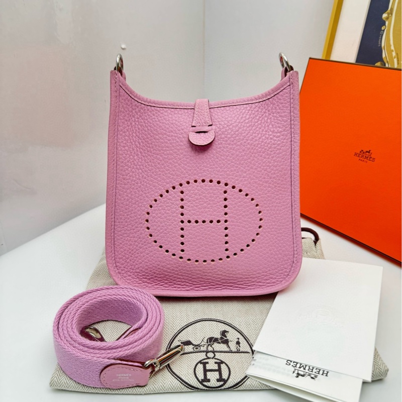【全套帶票❤️】Hermes evelyne mini 伊芙琳迷你x9錦葵紫銀扣 單肩包-0