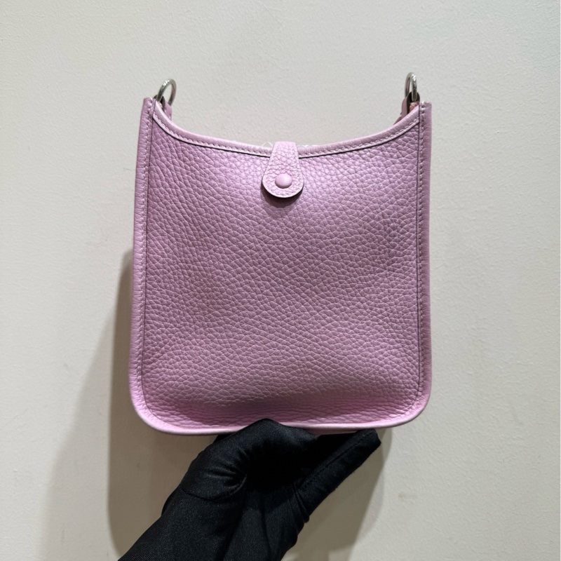 【全套帶票❤️】Hermes evelyne mini 伊芙琳迷你x9錦葵紫銀扣 單肩包-2