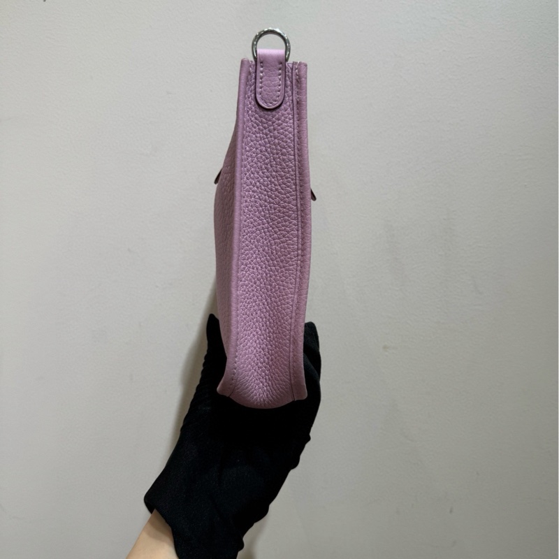 【全套帶票❤️】Hermes evelyne mini 伊芙琳迷你x9錦葵紫銀扣 單肩包-5
